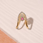 Regal Silver Ring with CZs and Moissanite Stone