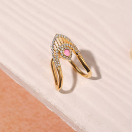 Regal Silver Ring with CZs and Moissanite Stone