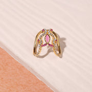 Graceful Swan Silver Ring with CZs and Moissanite Stone