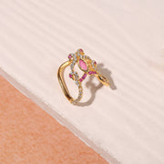 Graceful Swan Silver Ring with CZs and Moissanite Stone