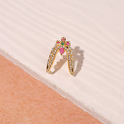 Floral Silver Ring with CZ Stones