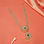 Long Stepped Silver Necklace with CZs and Pearls