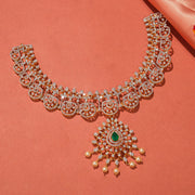 Floral Silver and CZ Necklace with Pearls