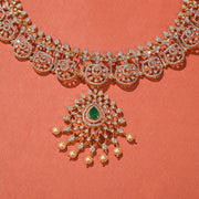 Floral Silver and CZ Necklace with Pearls