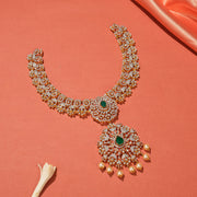 Dazzling Floral Silver Necklace with CZs and Pearls