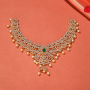 Silver and CZ Necklace with Leaf and Floral Design