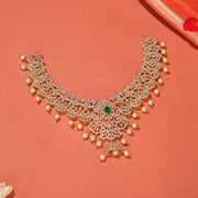 Silver and CZ Necklace with Leaf and Floral Design