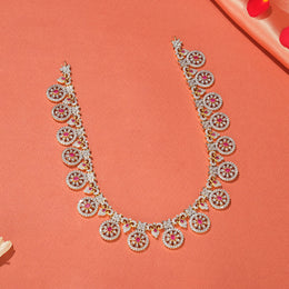 Long Silver Floral Necklace with CZ Stones