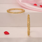 Elegant Silver Bangles with Mini Green Stone Embellishments