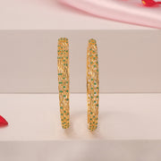 Elegant Silver Bangles with Mini Green Stone Embellishments