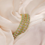 Dazzling Silver Bangles with Green Moissanite Stones and CZs