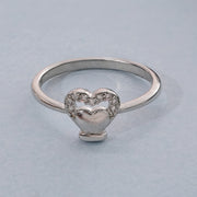 Heart-Shaped Silver Ring with Stones