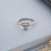Heart-Shaped Silver Ring with Stones