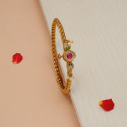 Silver Kada with Stone Highlights and Pearls