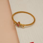 Silver Kada with Stone Highlights and Pearls