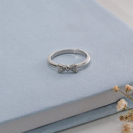 Mini Bowtie Design Silver Ring