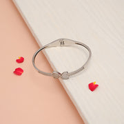 Trendy Silver CZ Kada with Twin Heart Design