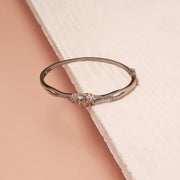 Statement Silver Kada with Rose Gold CZ Highlights