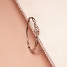 Statement Silver Kada with Rose Gold CZ Highlights