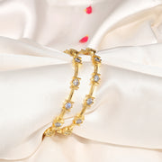 Dazzling Silver Bangles with CZ Stones