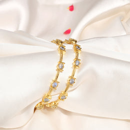 Dazzling Silver Bangles with CZ Stones
