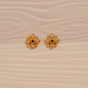 Floral CZ Earrings in Silver