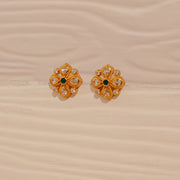 Floral CZ Earrings in Silver