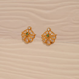 Kundan Silver Tops with Green Stone Highlight