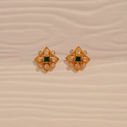 Navaratna Silver Studs in Floral Pattern