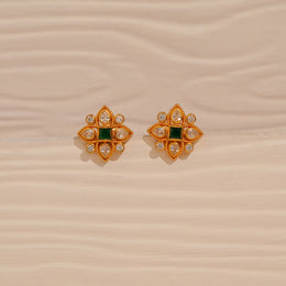 Navaratna Silver Studs in Floral Pattern