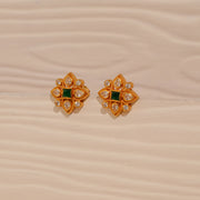 Navaratna Silver Studs in Floral Pattern