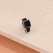 Silver Engraved Viking Ring with Stone Highlight