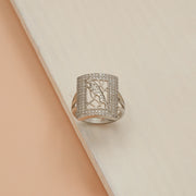 Men's Silver CZ Ring with Leopard Design