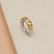 Daily Wear Silver CZ Ring with Gold Polish