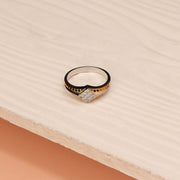 Silver Stone Ring with Gold Finish Highlights
