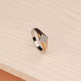 Silver Stone Ring with Gold Finish Highlights