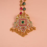 Silver and Stone Pendant with Laskhmi and Elephant Highlights