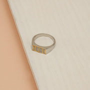 Men's Silver CZ Ring with Gold Polish