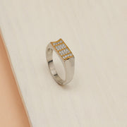 Men's Silver CZ Ring with Gold Polish