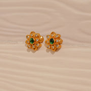 Traditional Floral Silver Studs with CZs