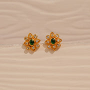 Traditional Floral Silver Studs with CZs