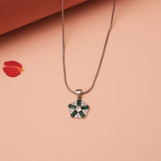 Simple Silver CZ Pendant with Green Stone Highlights