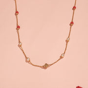 Majestic Silver Mala with Corals & Pearls