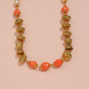 Elegant Silver Filigree Mala with Corals and Pearls