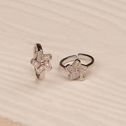 Stone Studded Silver Toe Ring with Floral Highlight