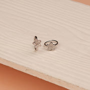 Stone Studded Silver Toe Ring with Floral Highlight