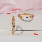 Elegant Silver Bangles with Multicoloured Stone Work