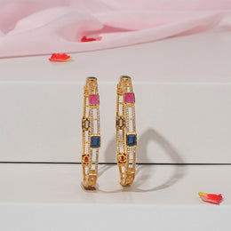 Elegant Silver Bangles with Multicoloured Stone Work