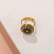 Elegant Silver Ring with Kundan Detailing