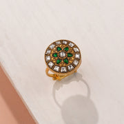 Elegant Silver Ring with Kundan Detailing